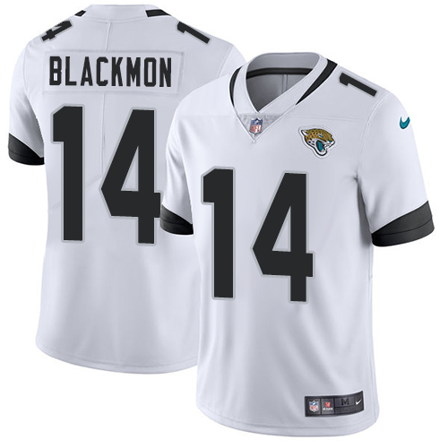 Nike Jaguars #14 Justin Blackmon White Men's Stitched NFL Vapor Untouchable Limited Jersey - Click Image to Close